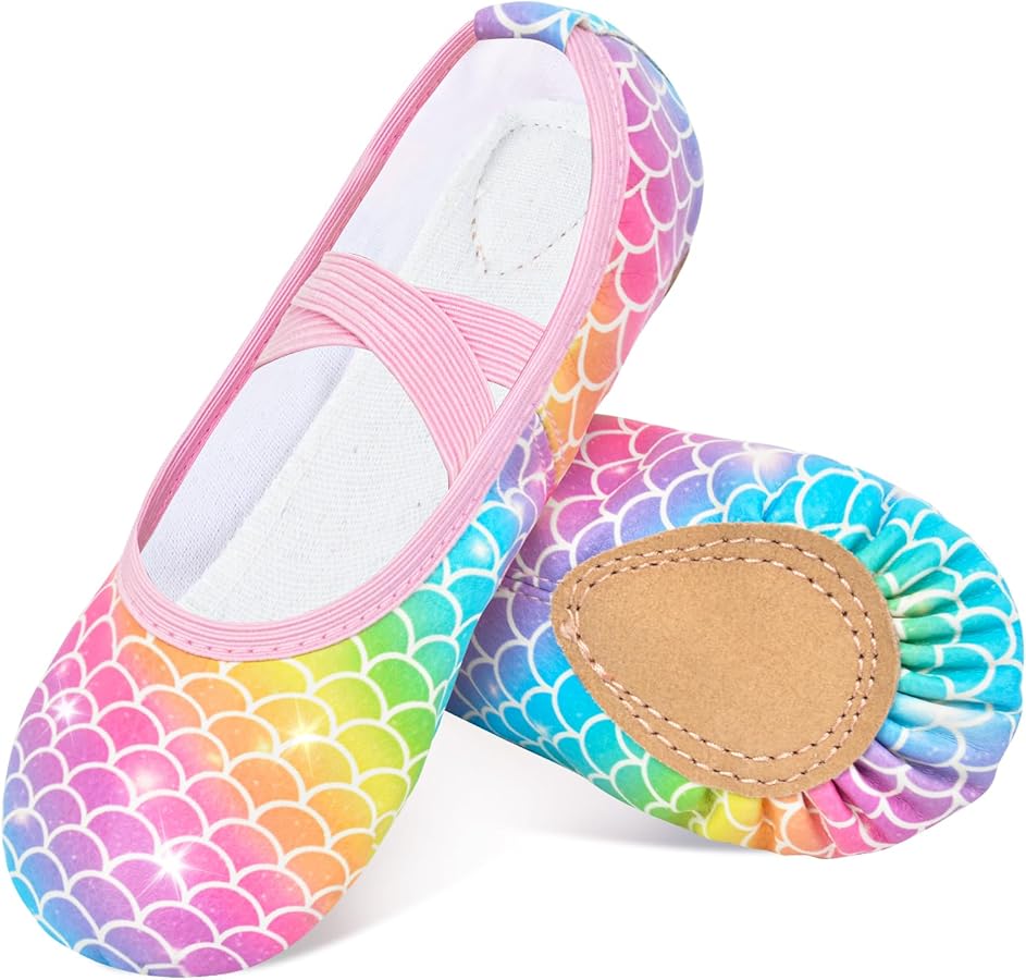 Ballet Shoes for Girls Toddler Dance Practice Ballet Slippers Soft PU Leather Flats Shoes for Kid Sole Yoga Gymnastics