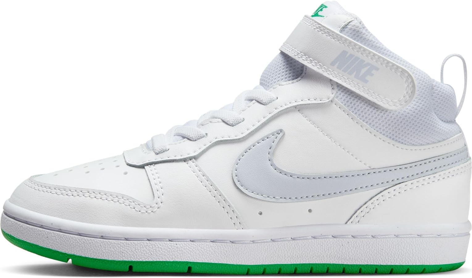 Nike Court Borough Mid 2 Little Kids' Shoes (CD7783-115, White/Stadium Green/Football Grey) Size 1