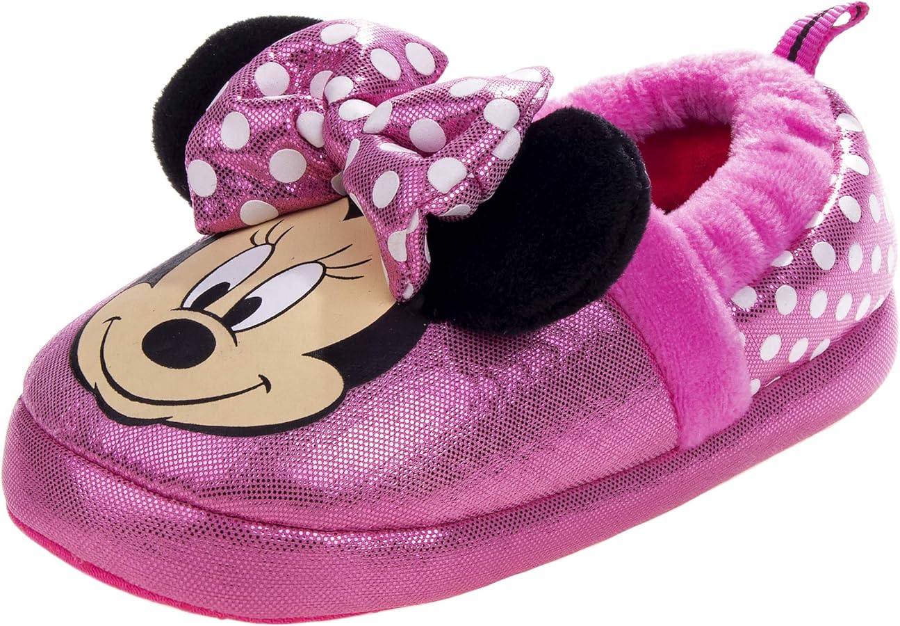 Girl's Minnie Mouse Slippers Indoor House Shoes Warm Plush Slip Ons (Toddler-Little Kid)