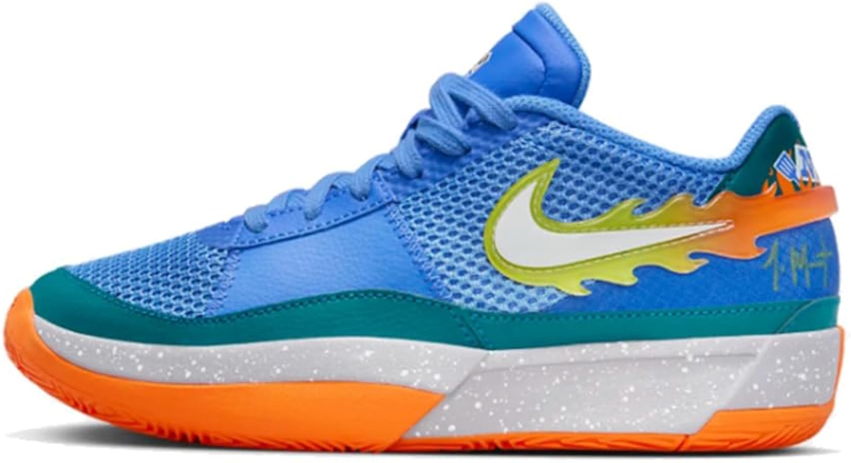 Nike Ja 1 "Backyard BBQ Big Kids' Basketball Shoes (FN4398-400, Blue Joy/GEODE Teal/Safety Orange) Size 4.5