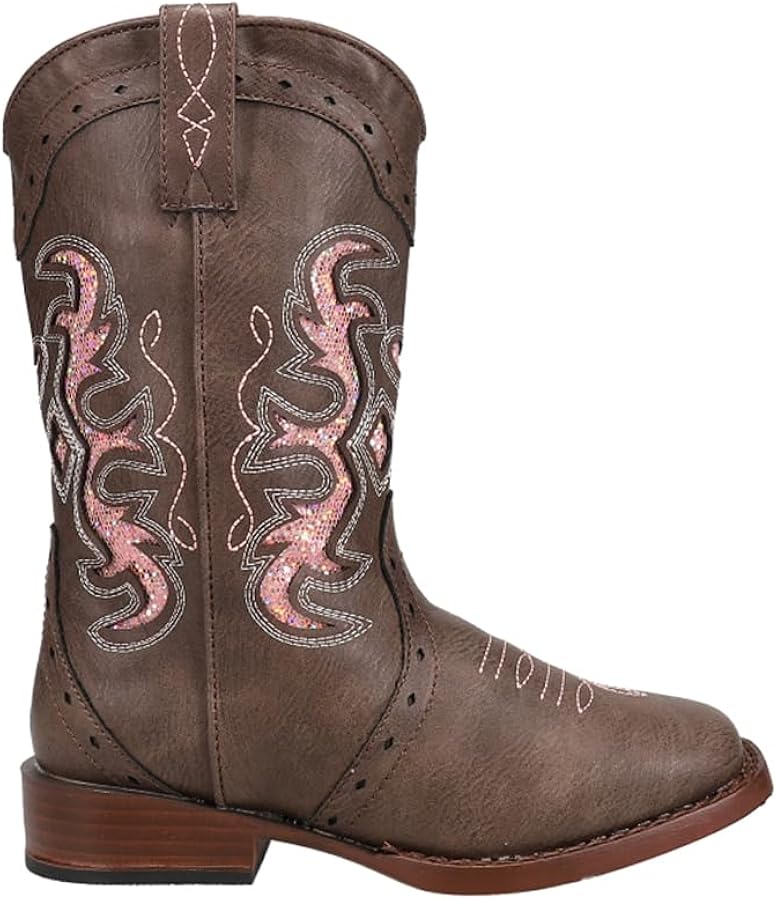 ROPER Kids Girls Lexi Rhinestone Square Toe Casual Boots Mid Calf - Brown