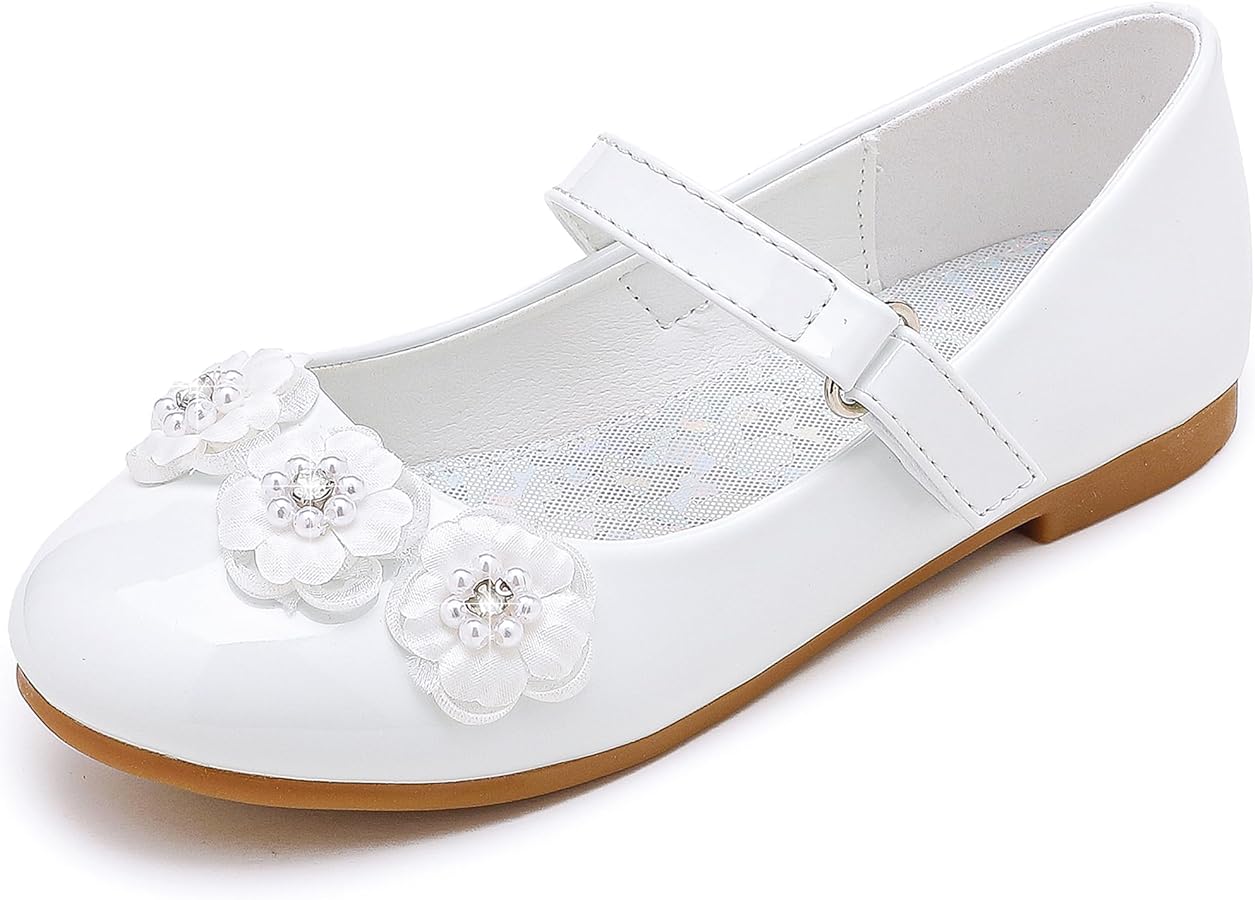 Flower Girl Shoes Dress Shoes Toddler Girls Flats Low Heel Princess Wedding Shoes for Little Big Kids