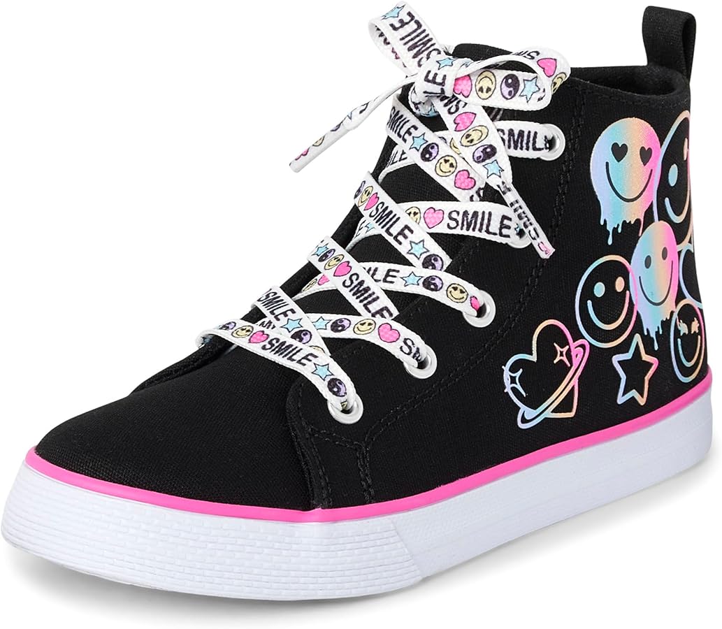 The Children's Place girls Casual Lace Up Hi Top Sneakers