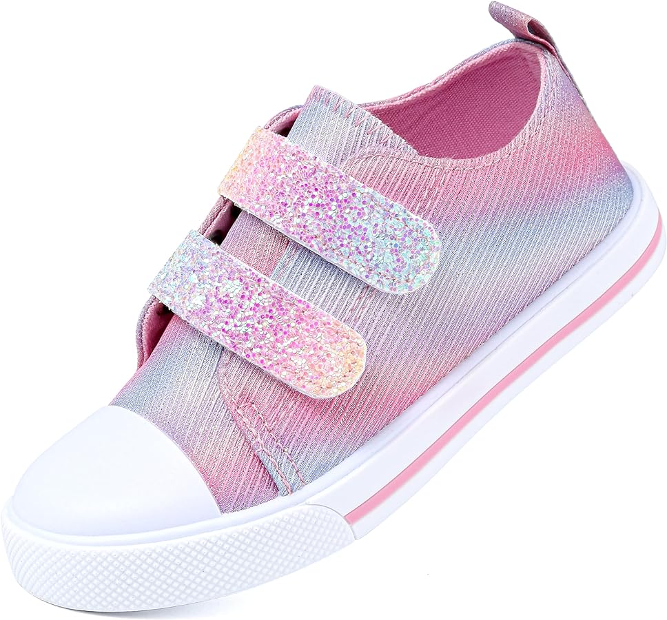 Girls Sparkle Slip-on Shoes Toddlers Canvas Sneakers Light Weight Comfortable Causal Running Shoes Skin-Friendly