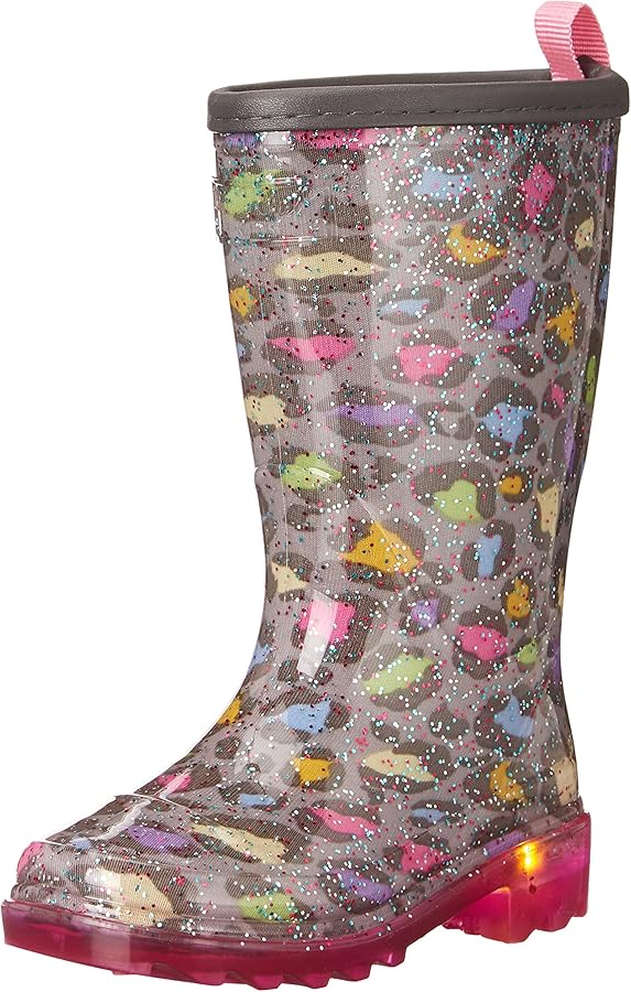 Western Chief Unisex-Child Warm Lined PVC Lighted Rain Boot