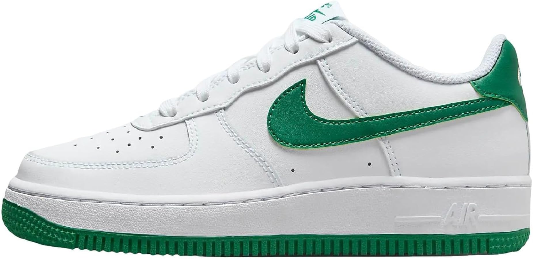 Nike Air Force 1 Big Kids' Shoes (FV5948-103, White/White/Malachite) Size 5