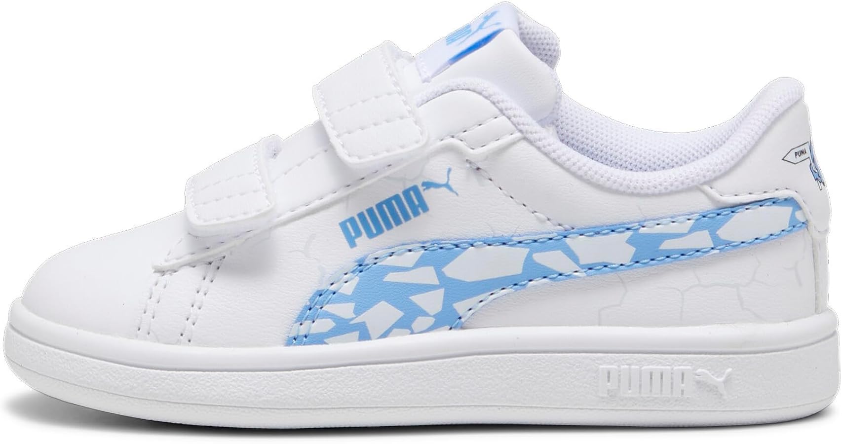 PUMA Kids Smash Hook and Loop Sneaker, White-Team Light Blue, 9 US Unisex Toddler