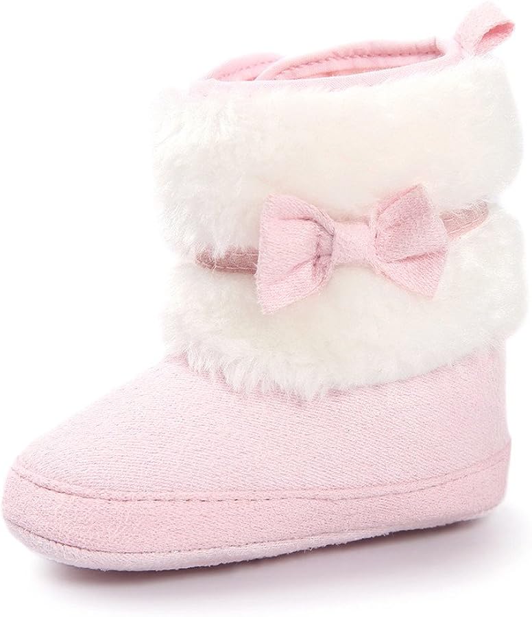 ESTAMICO Baby Girl Plush Winter Snow Bowknot Boots