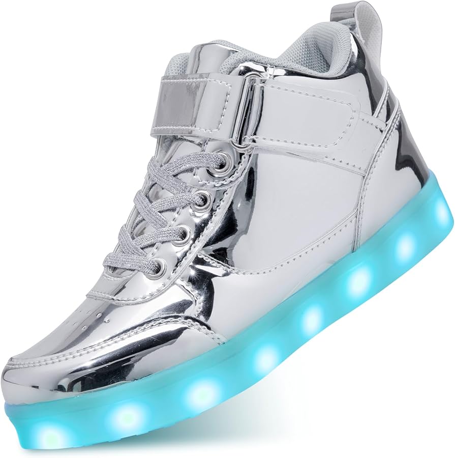 Kids LED Light up Shoes USB Rechargeable High Top Sneakers for Unisex Child Boys Girls