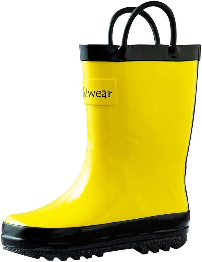 OAKI Kids and Toddlers Rubber Rain Boots with Easy-On Handles