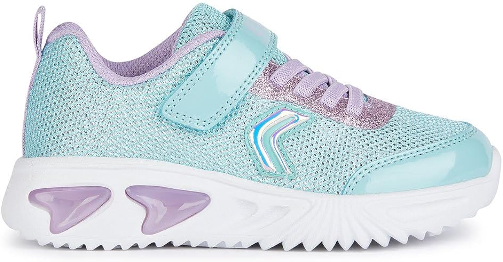 Geox Girls Assister 8 (Toddler/Little Big Kid) Sneaker, Aqua/Lilac, 10.5