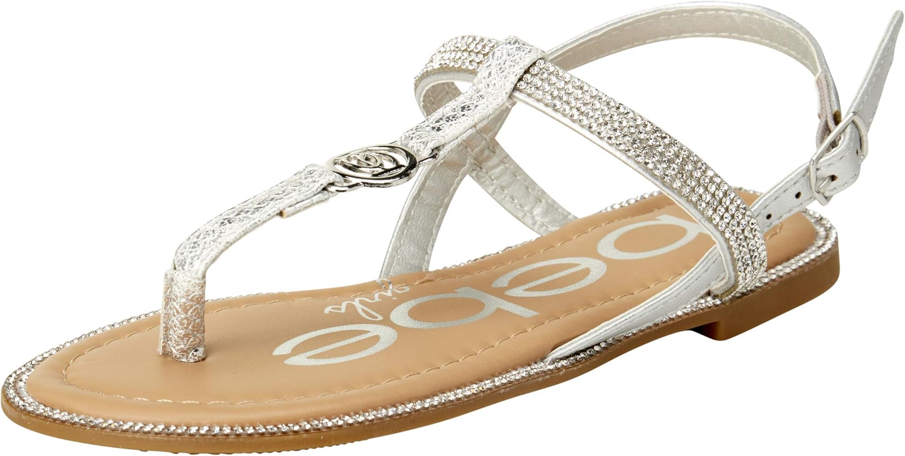 bebe Girls' Sandals – Rhinestone Studded Snake Sandals with Medallion (Little Kid/Big Kid)