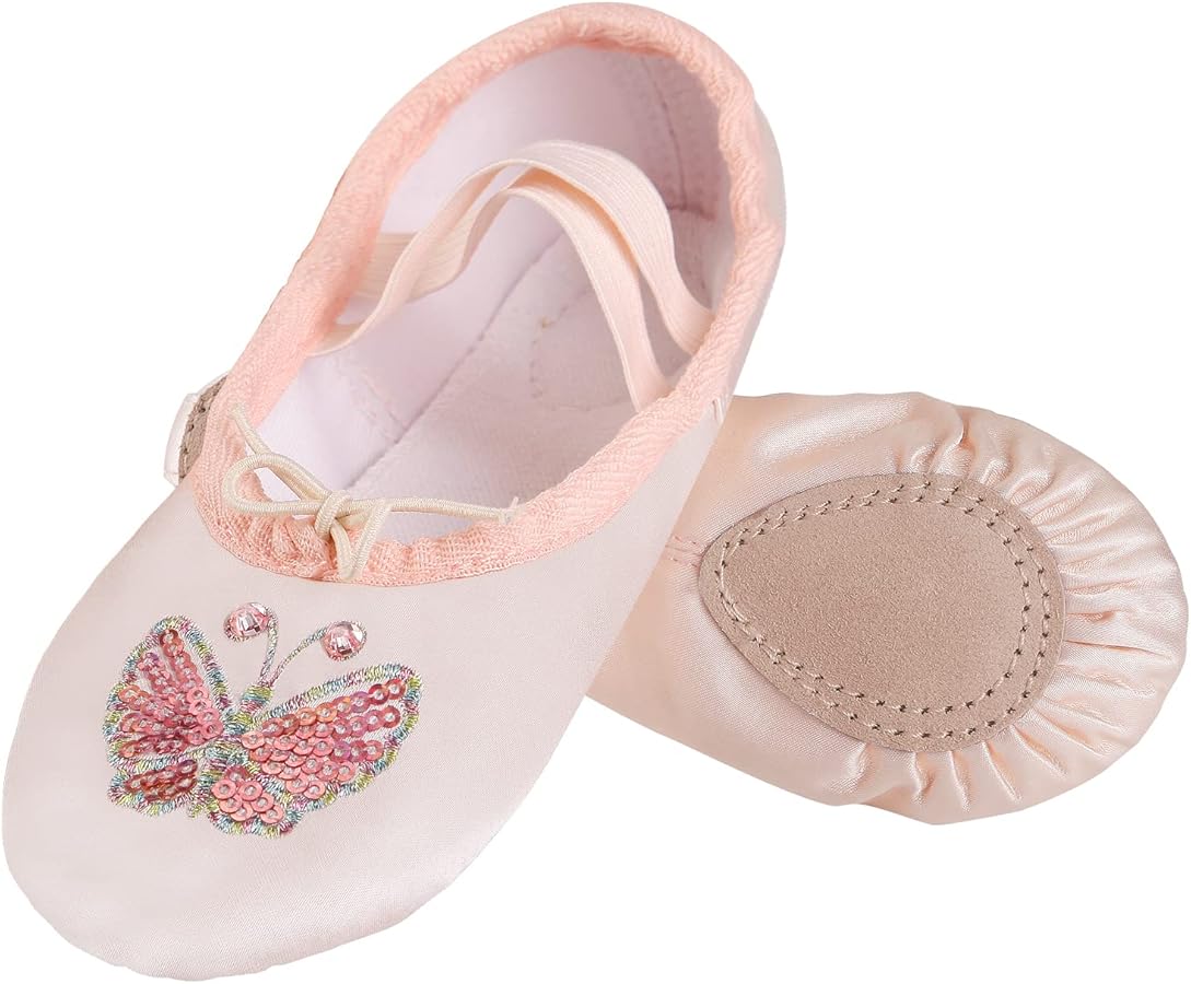 Ballet Shoes for Girls, Split Sole Toddler Ballet Shoes Satin Ballet Slippers for Girls Toddler/Little/Big kid