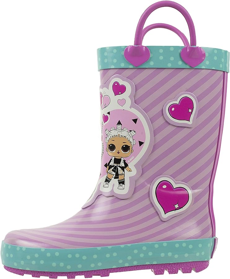 L.O.L. Surprise! Girls Rainboots, Fancy and Fresh, 100% Rubber, Waterproof with Easy-on Handles, Ages 2 to 10