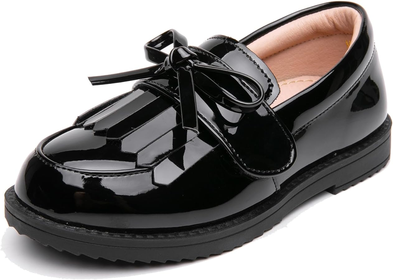 DADAWEN Girl's Loafers Slip On Tassel Oxford Shoes Flats Round Toe School Uniform Dress Shoes (Toddler/Little Kid/Big Kid)