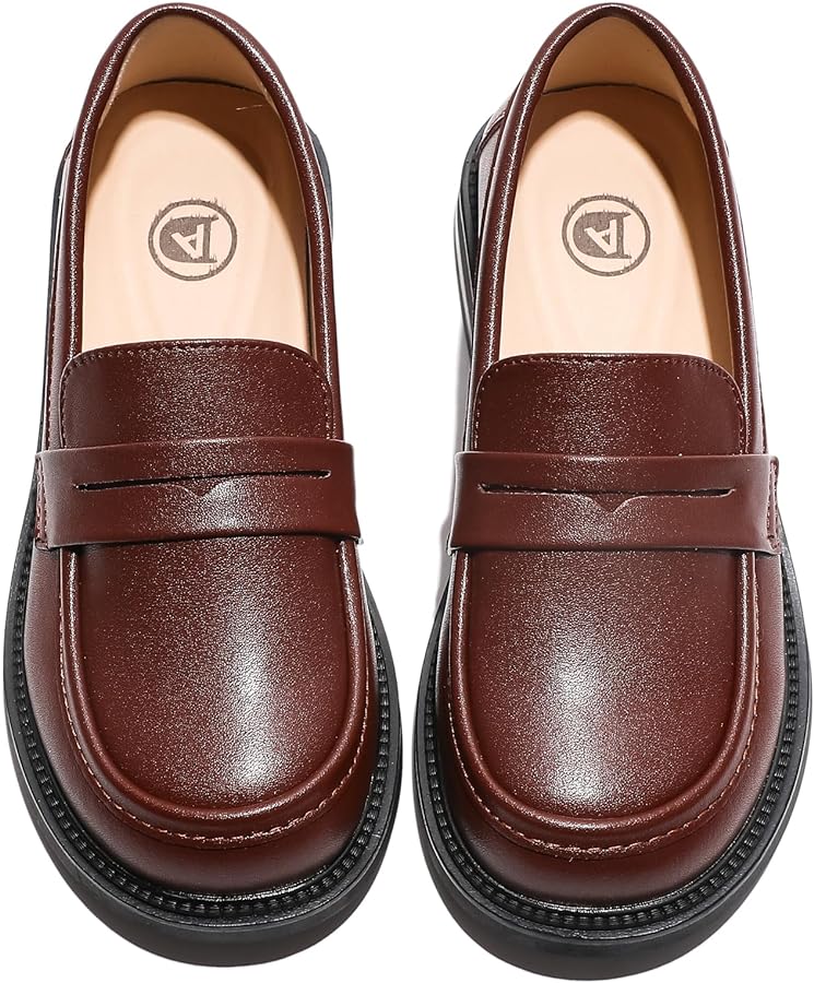 WUIWUIYU Boys Girls Casual Slip-on Loafers Round Toe Church Leather School Uniform Dress Shoes (Toddler/Little Kid/Big Kid)