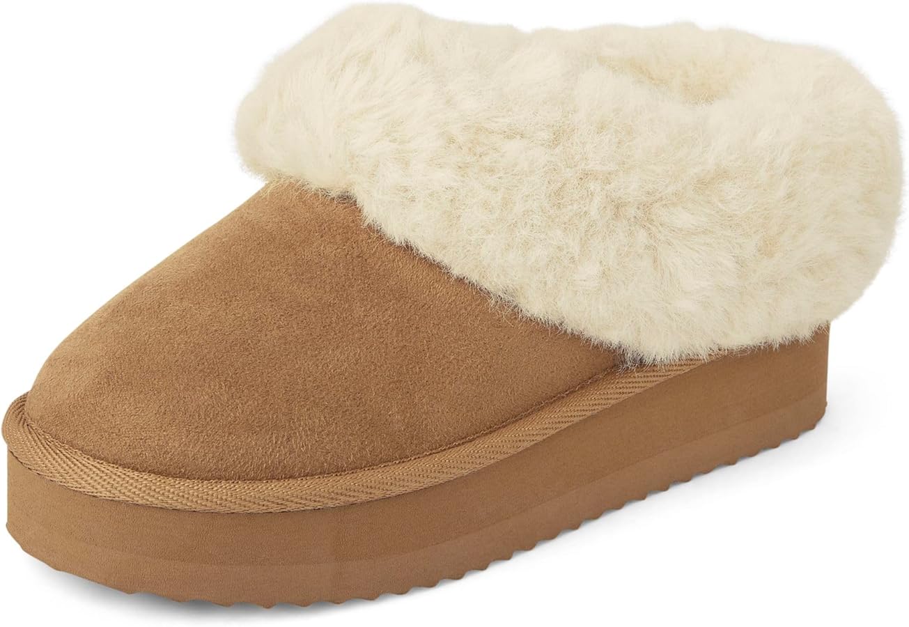 The Children's Place girls Indoor/Outdoor Comfy Slip on Platform Shoes, Faux Fur Lined