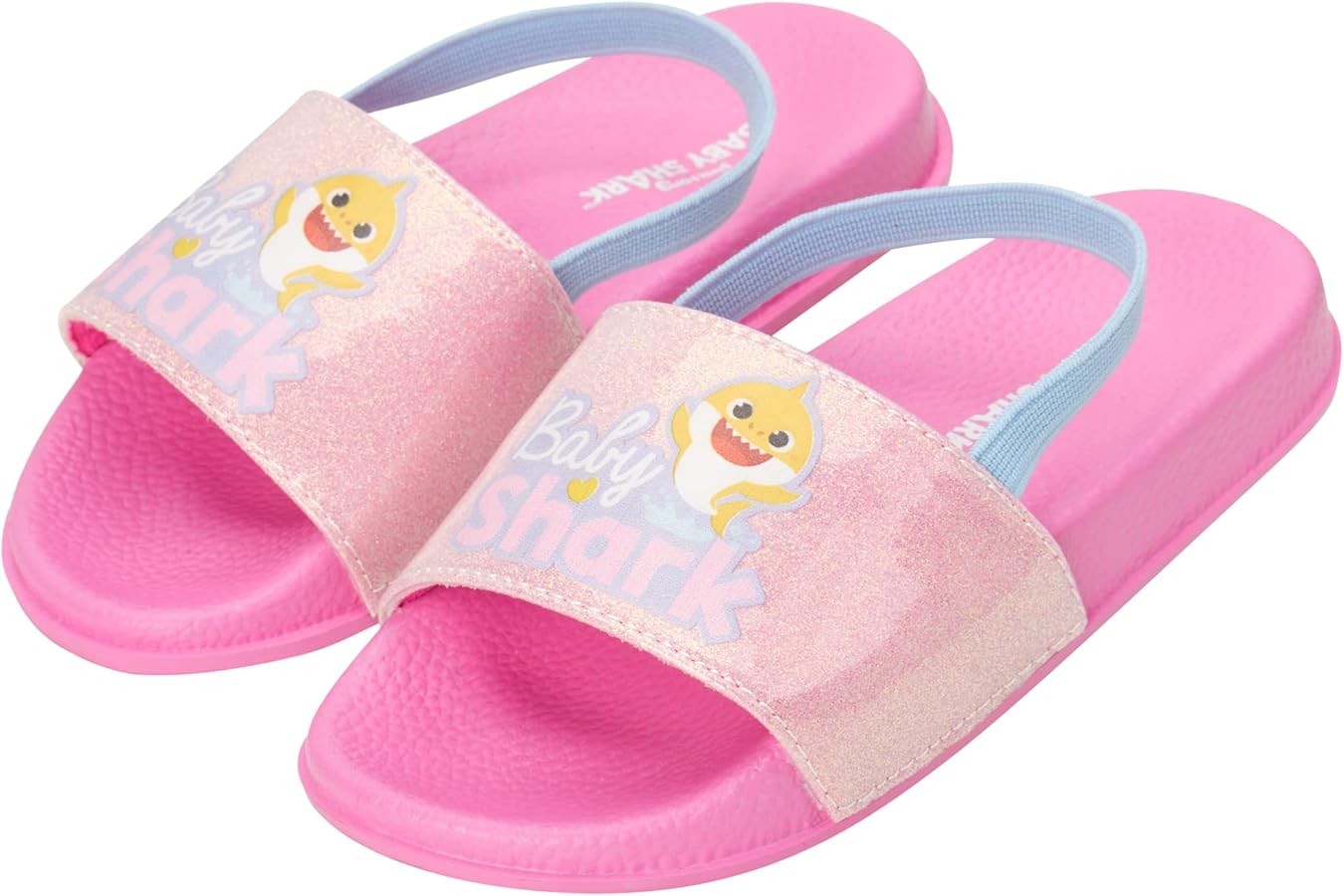 Nickelodeon Girls' Baby Shark Sandals - Slip-On Slides with Back Strap (Little Kid)