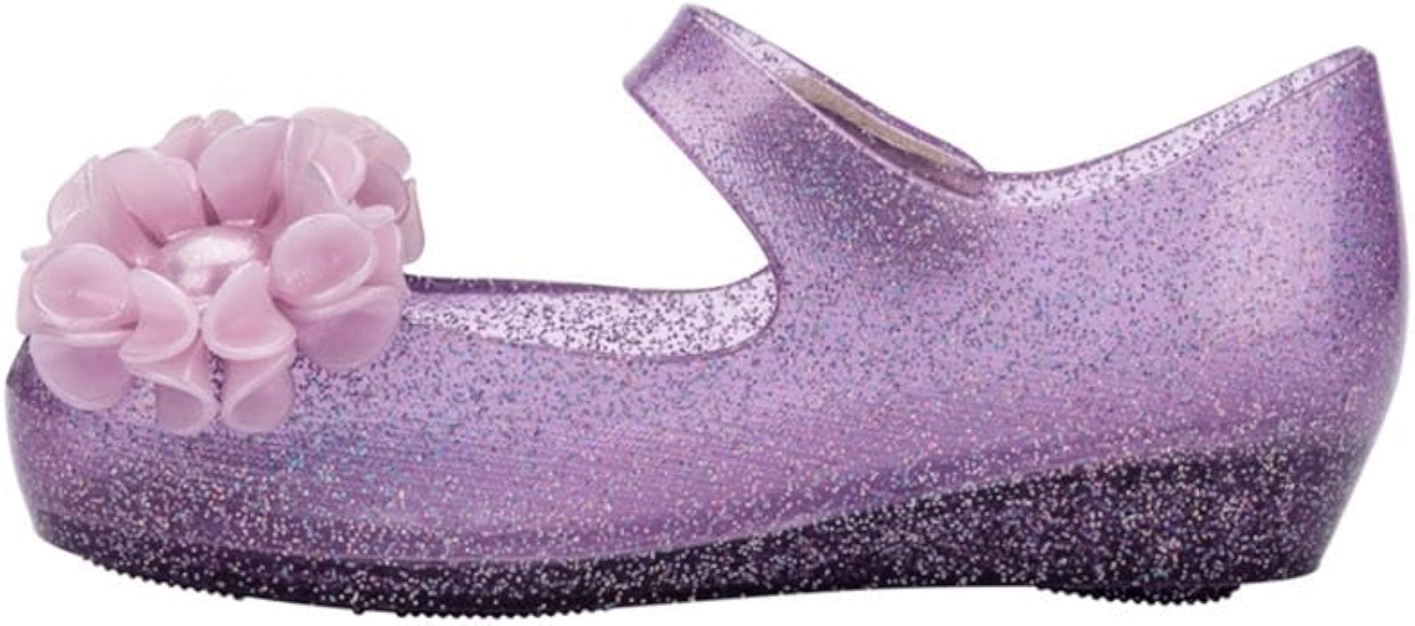 mini melissa Ultragirl Collection Mary Jane Flats for Toddlers and Babies - Comfortable & Cute Peep Toe Jelly Flat Shoes with Transparent Upper and Small Bow for Little Girls