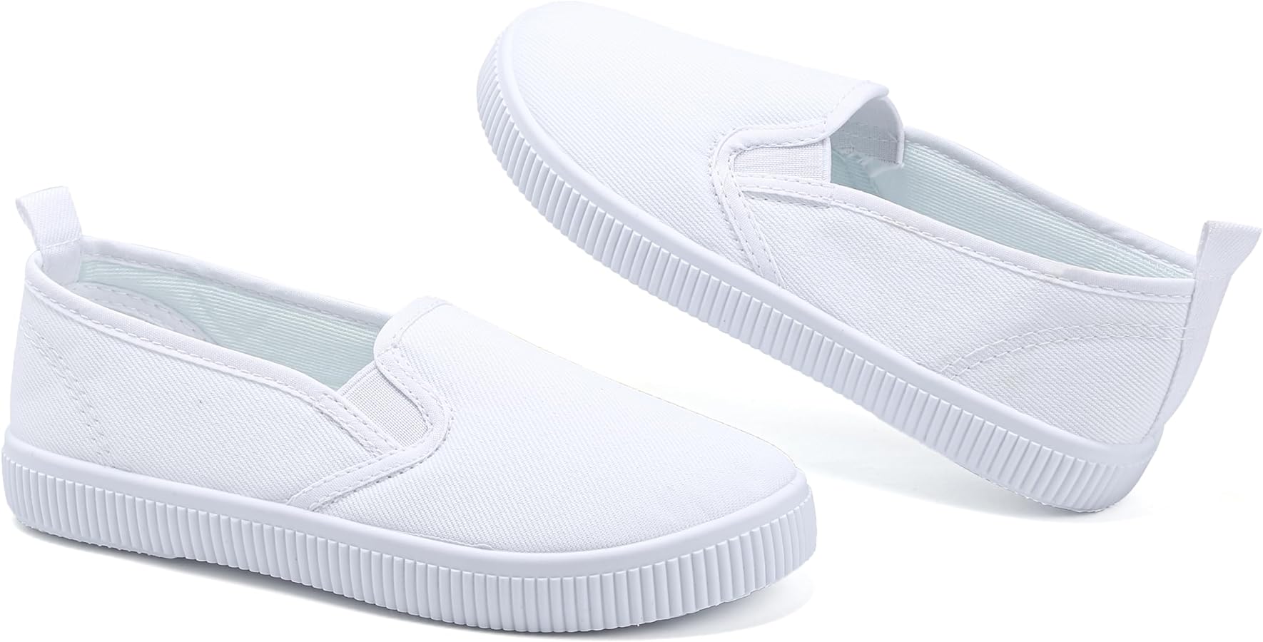 Kids White Shoes Toddlers Canvas Sneakers Slip-on Light Weight Comfortable Causal Running Shoes Skin-Friendly for Boys Girls