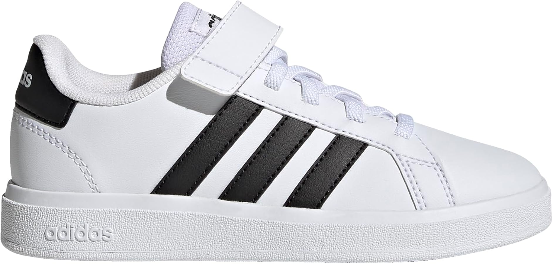 adidas Grand Court 2.0 Elastic (Little Kid/Big Kid) White/Core Black/Core Black 2 Little Kid M