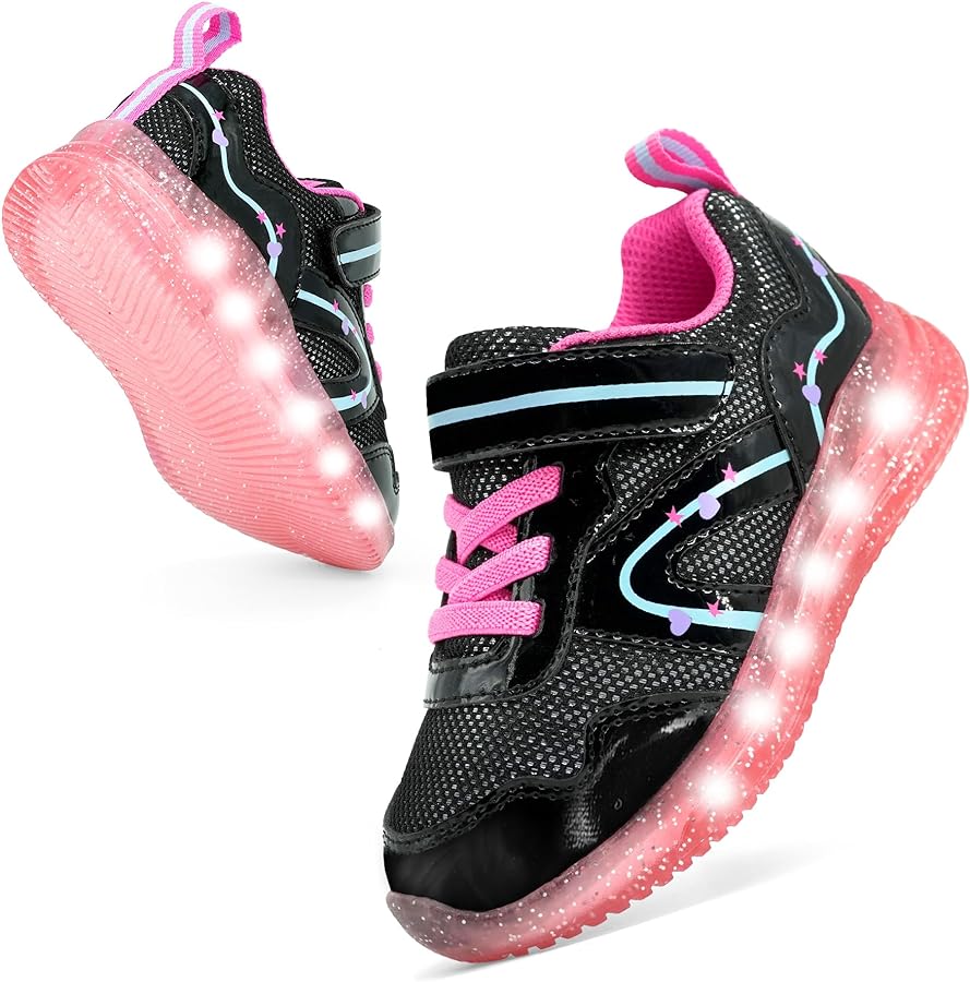 Boys Girls Light Up Shoes Led Flashing Tennis Sneakers Lightweight Breathable Running Shoe for Toddler and Little Kid