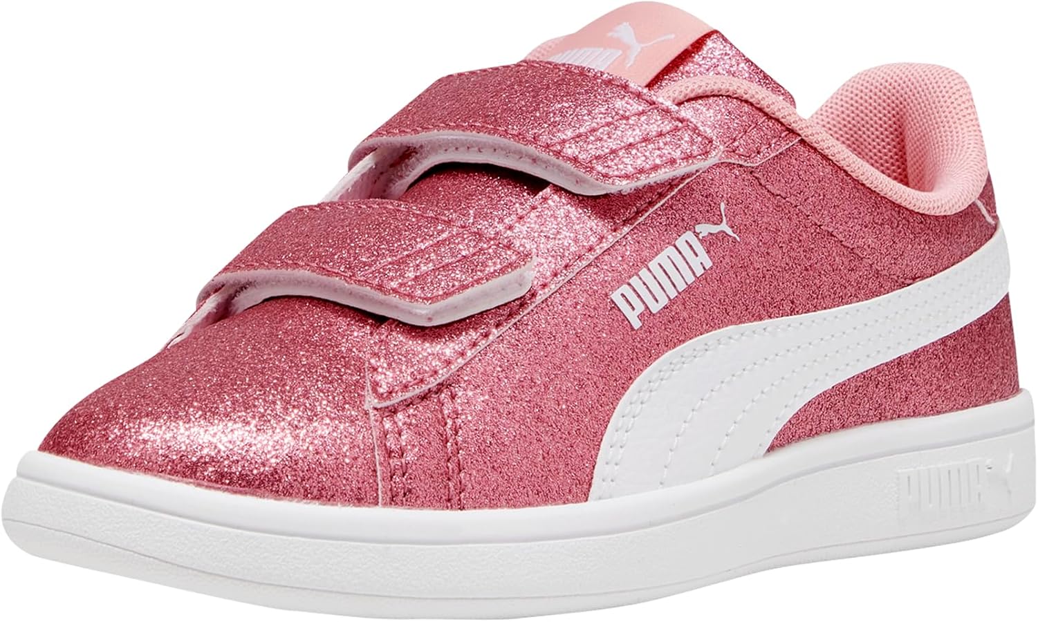 PUMA Smash Hook and Loop Sneaker, Peach Smoothie White, 11.5 US Unisex Little Kid