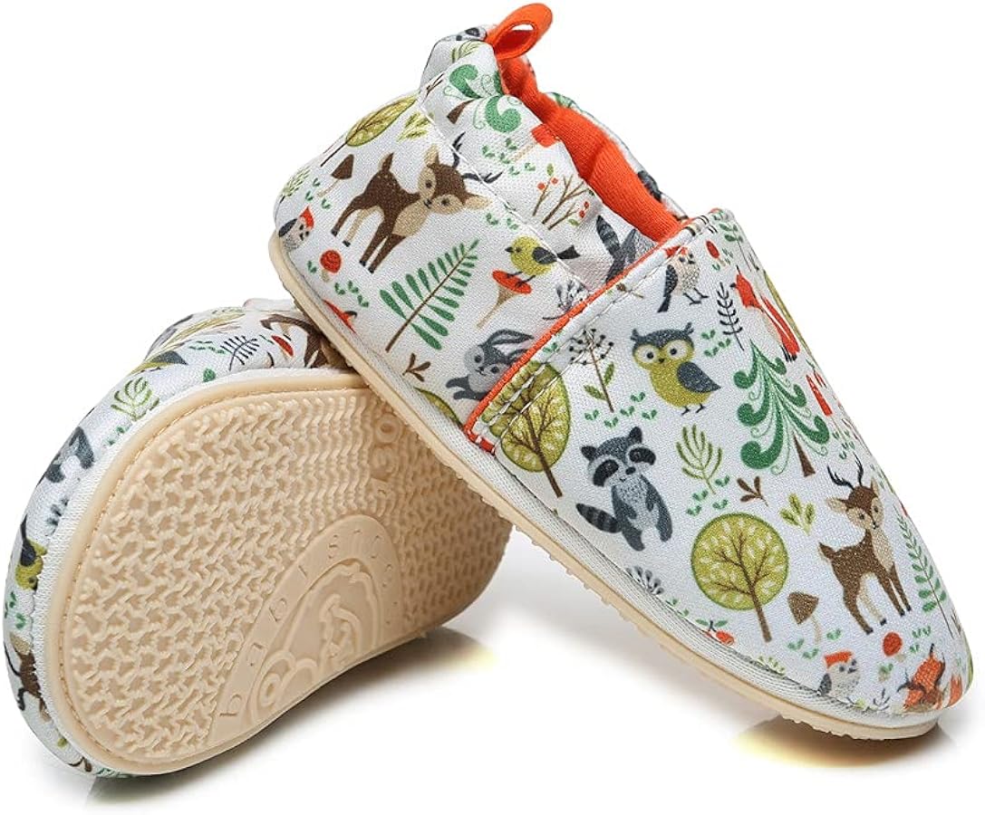 COSANKIM Infant Baby Boys Girls Slipper Soft Sole Non Skid Sneaker Moccasins Toddler First Walker Cirb House Shoes