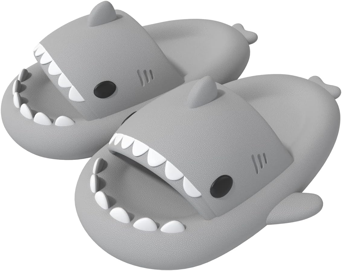 ChayChax Boys Girl Cloud Shark Slides Non-Slip Novelty Open Toe Sandals Extremely Comfy Cushioned Thick Sole Cute Cartoon Shower Slippers Indoor & Outdoor