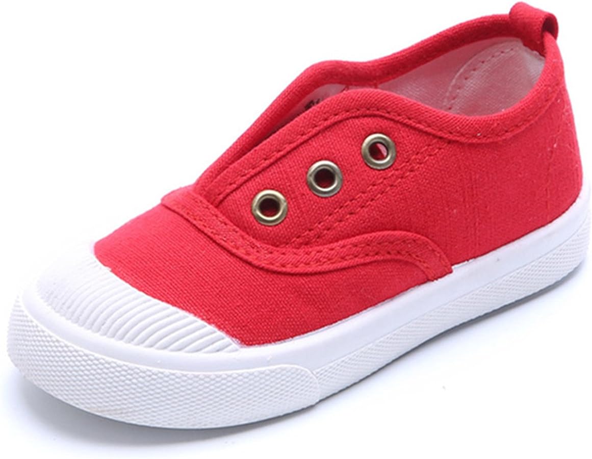 DADAWEN Boy's Girl's Canvas Light Weight Slip-On Sneakers Running Shoe