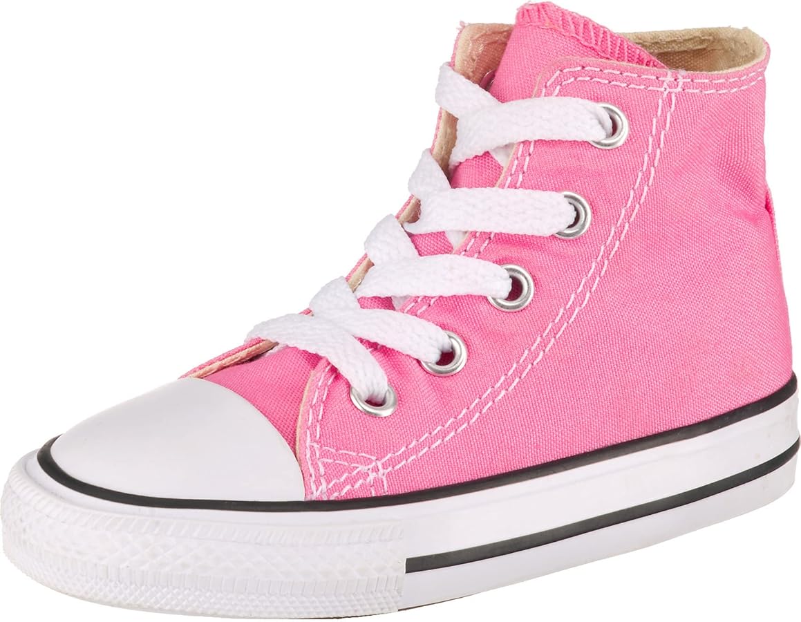 Converse Kids' Chuck Taylor All Star Canvas High Top Sneaker, pink, 5 M US Toddler