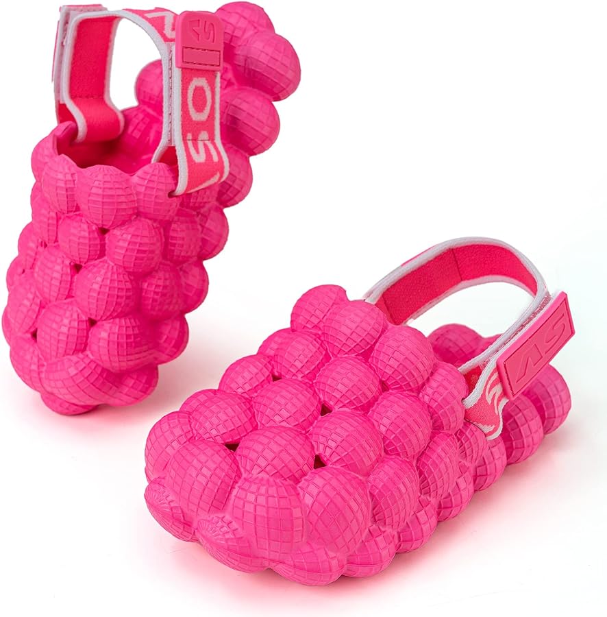 Bubble Slides for Kids Sandals, Massage Golf Ball Slides Sandals, Adjustable Elastic Band Girls Sandals, Funny Bubble Slippers for Inside/Outside, Spa, Bedroom, Gym, Shower, Beach, Bath