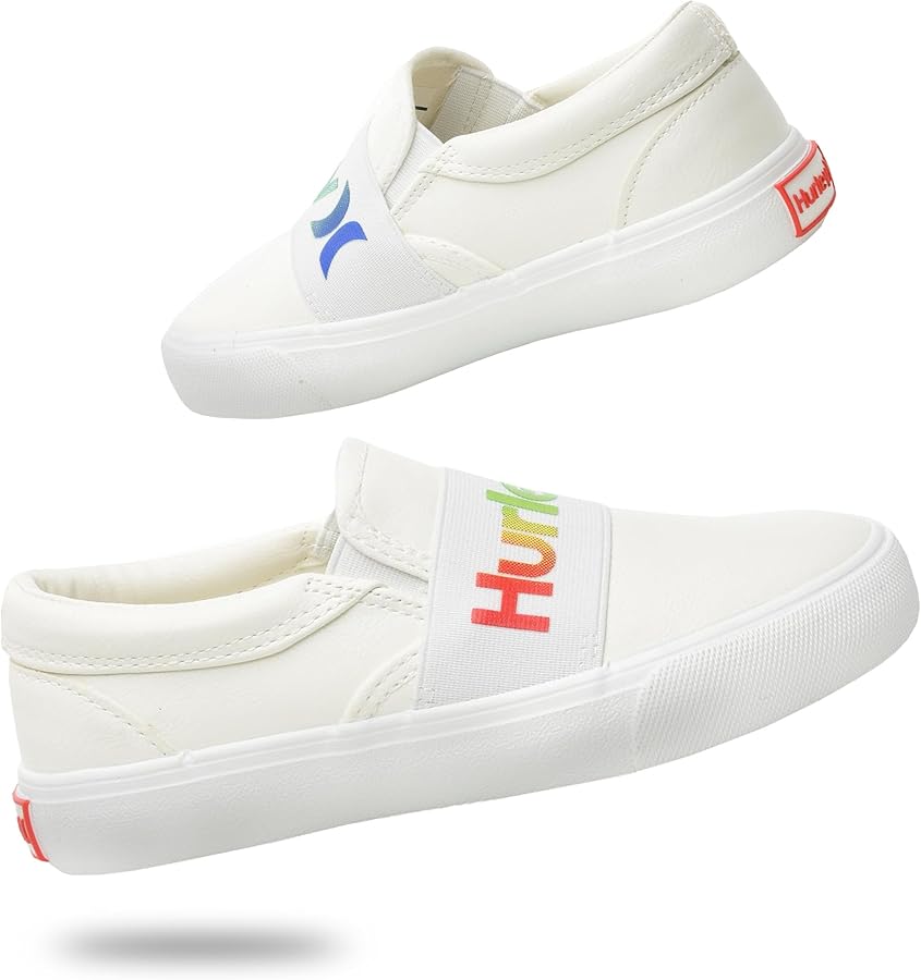 Hurley Kids Canvas Slip On Sneakers – Low Cut Skateboarding Shoes for Kids, Sports Shoes for Boys and Girls, Casual Sneakers