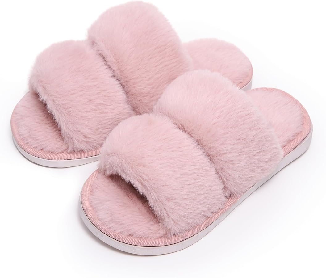 house slippers for kids open toe casual bedroom girls fuzzy slippers outdoor furry cozy