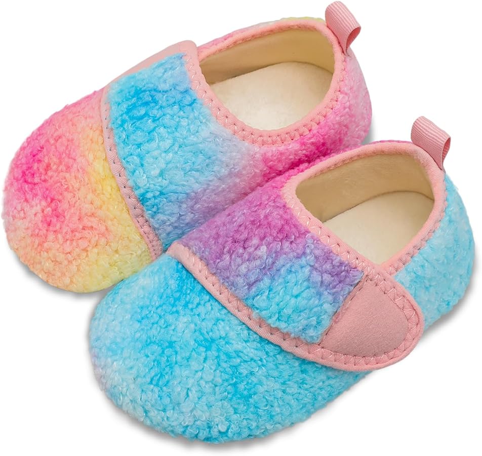 Scurtain Toddler Warm Winter House Slippers Baby Boys Girls Indoor Home Slippers Cozy Lightweight Non-Slip Shoes For Infant Kids Plush Linned