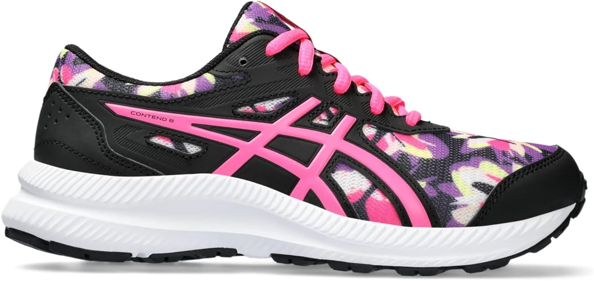 ASICS Kid's Contend 8 Grade School Running Shoes, 5.5, Black/HOT Pink