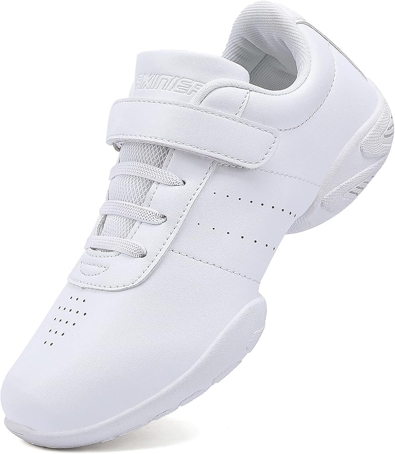 Girls White Cheerleading Dance Shoes Athletic Training Tennis Breathable Youth Competition Cheer Sneakers