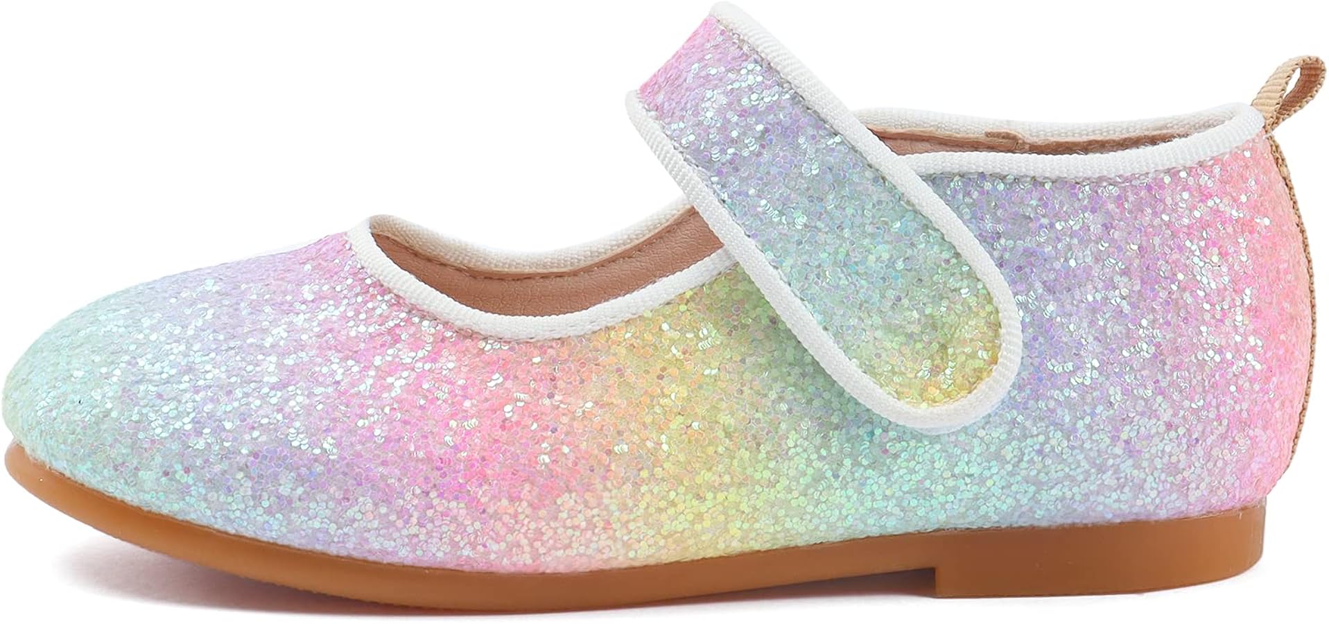 Rainbow Dress Shoes Girl's Glitter Princess Shoes Toddler Mary Jane Shoes Sparkly Party Ballet Flats in Casual Wearing Colorful Gift for Little Girls