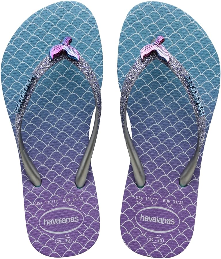 Havaianas Girl's Kids Slim Glitter Sandal Blue Flip Flop