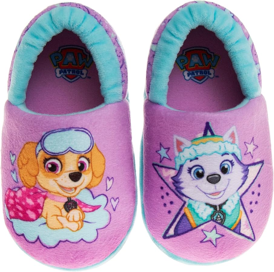 Nickelodeon Girl's Paw Patrol Plush Fuzzy Skye and Everest Slippers (Toddler/Little Kid)