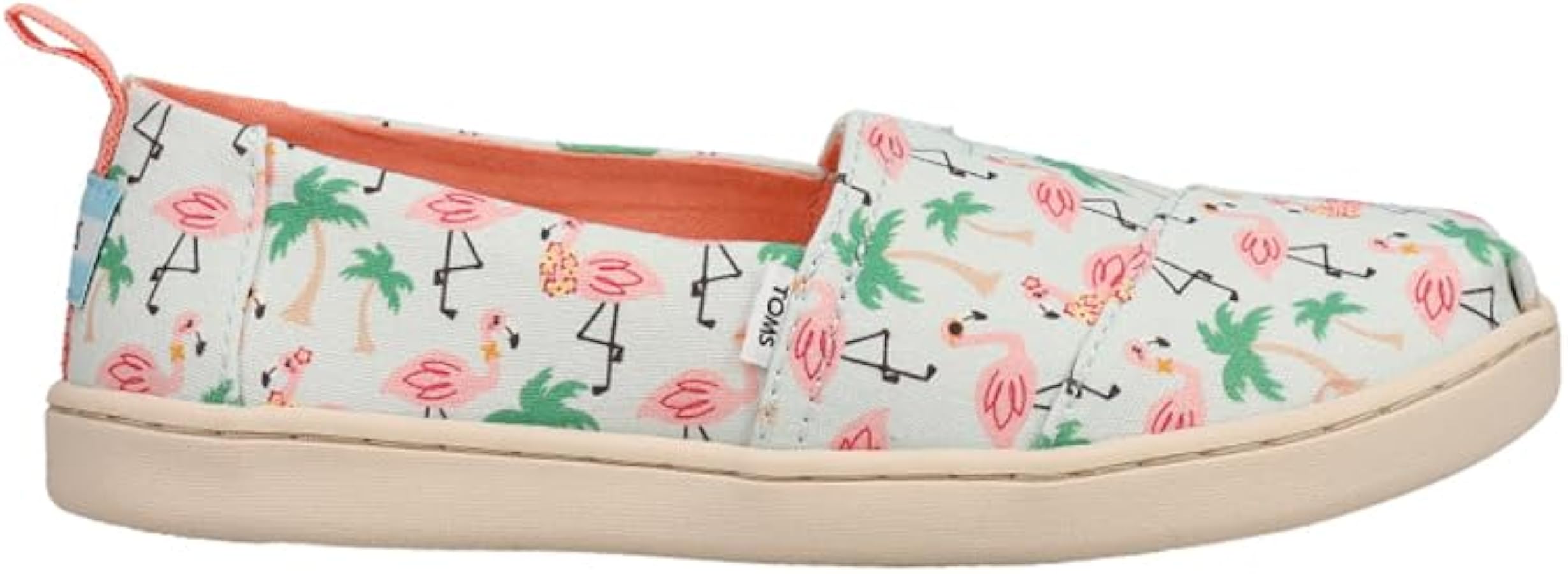 TOMS Girls Alpargata Loafer Flat, Soft Blue Hawaiian Flamingos, 5.5 Big Kid