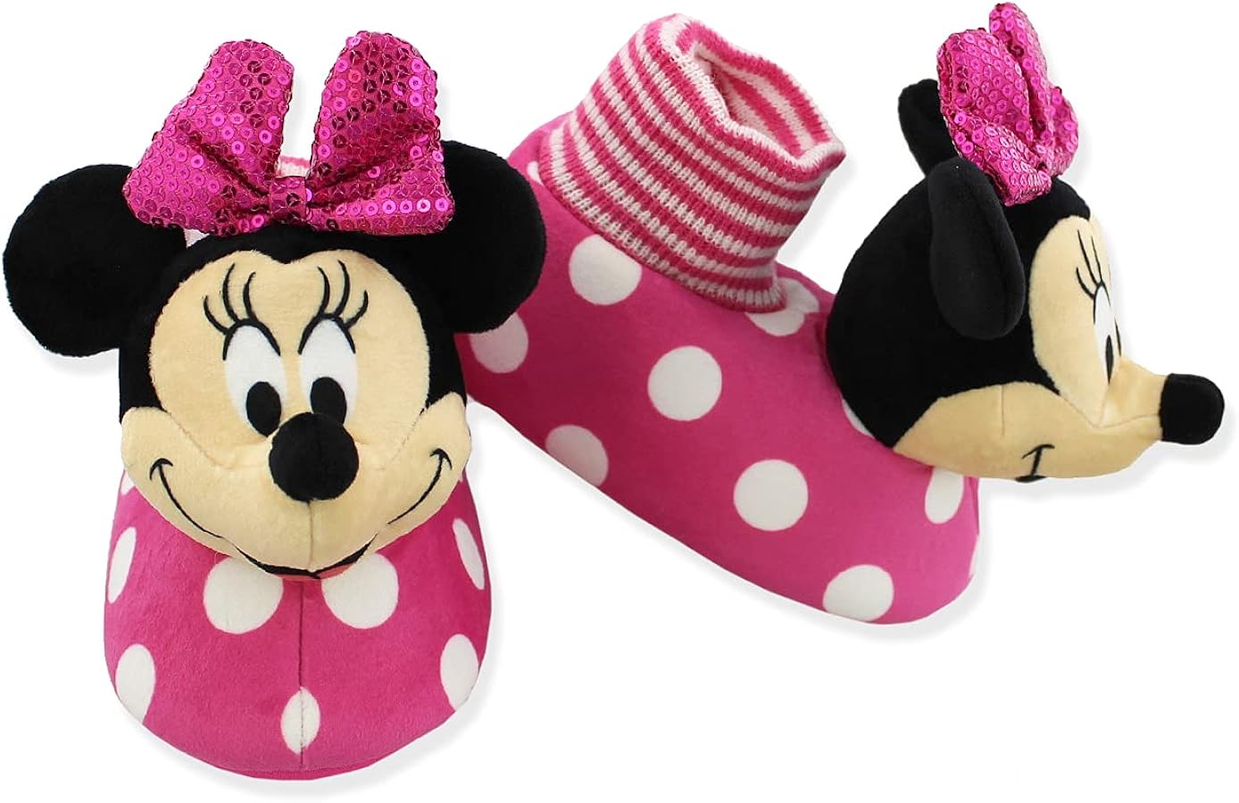 Minnie Mouse Disney Toddler Girls Plush 3D Minnie Head Sock Top Slippers