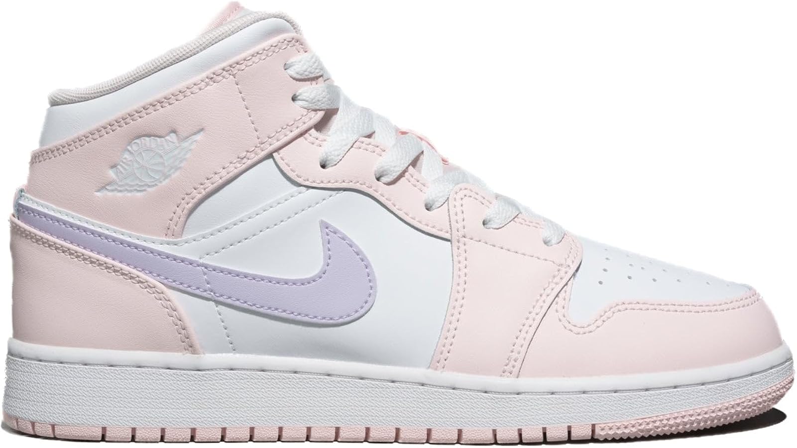 NIKE Air Jordan 1 Mid GS Big Kid's Shoe Pink Wash/Violet Frost-White (FD8780 601)