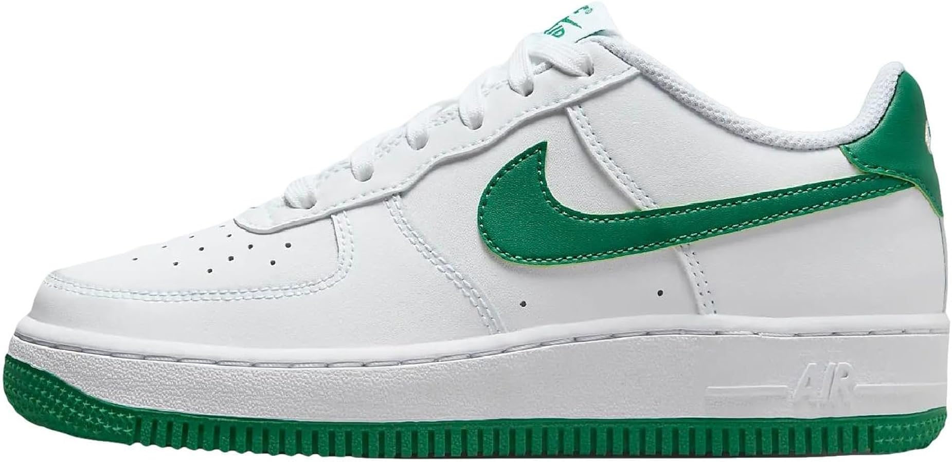 Nike Air Force 1 Big Kids' Shoes (FV5948-103, White/White/Malachite) Size 2.5