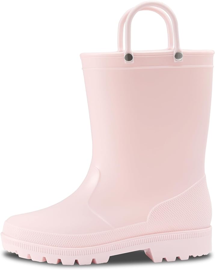 Kids Rain Boots with Easy-on Handles for Boys and Girls