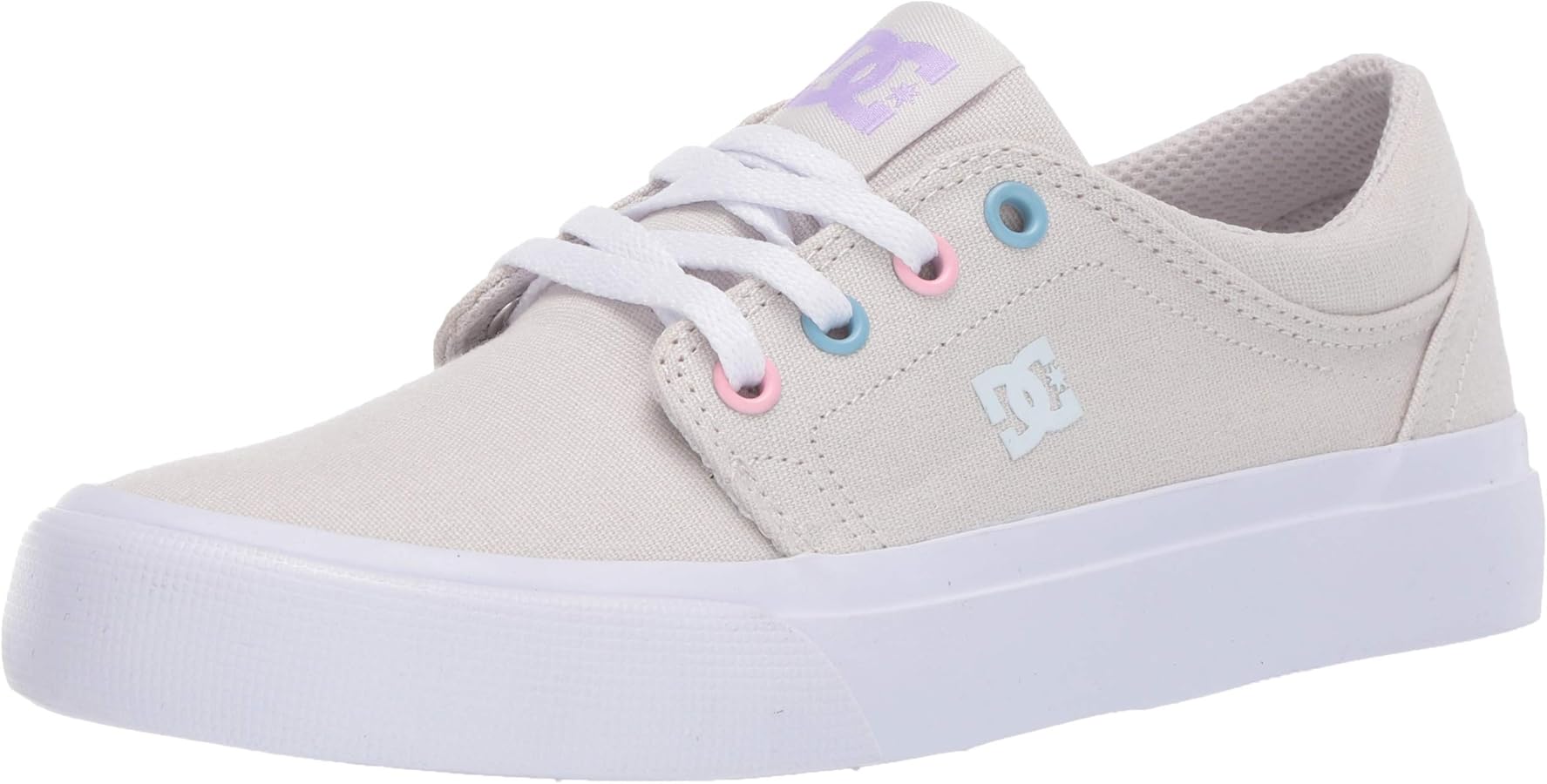 DC Girl's Trase TX Skate Shoe, Grey/Purple, 12 M M US Big Kid