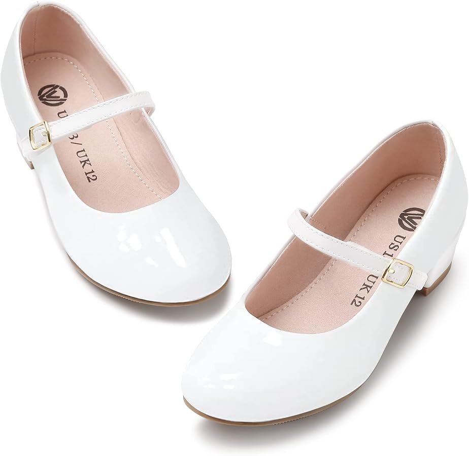 MIXIN Girls Mary Jane Dress Shoes - Princess Ballerina Flats Low Heels for School Party Wedding, Back to School Shoes for Girls (Little Kid/Big Kids)