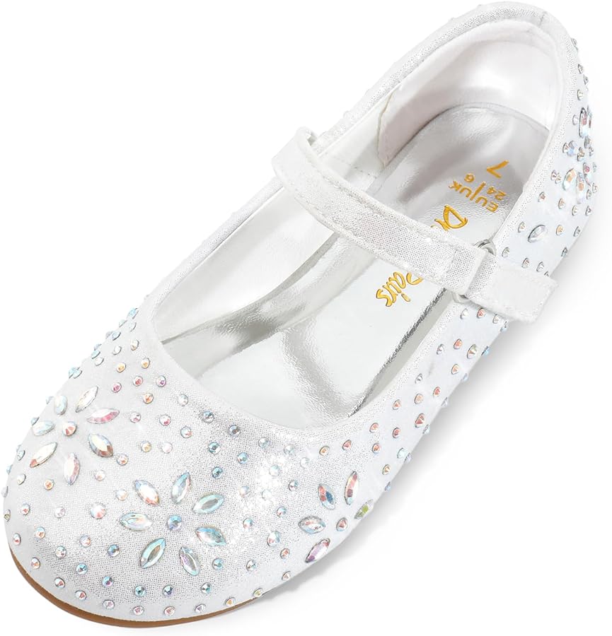 DREAM PAIRS Toddler Girl's Dress Shoes Mary Jane Rhinestone Ballerina Flat for Party, Birthday, Performance, Wedding