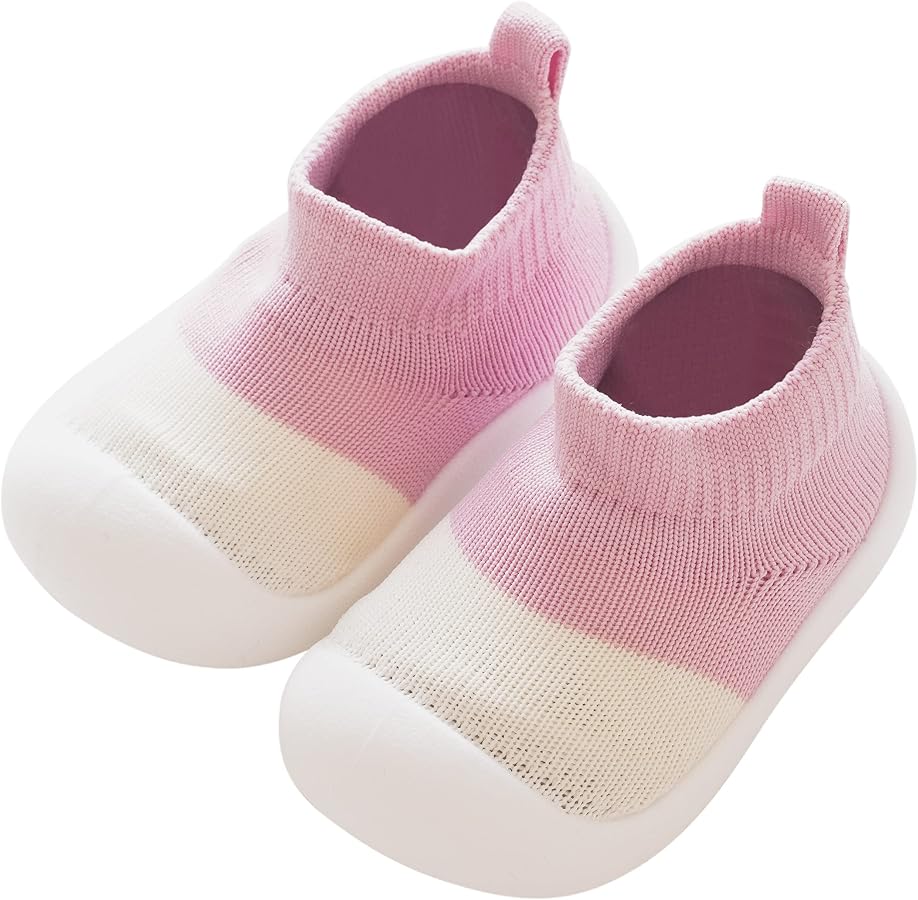 Uinsex Infant First Walking Shoes Soft Rubble Sole Slipper Baby Girls Slip On Sneakers Non-Slip Toddler Sock Shoes for Baby Boys Lightweight