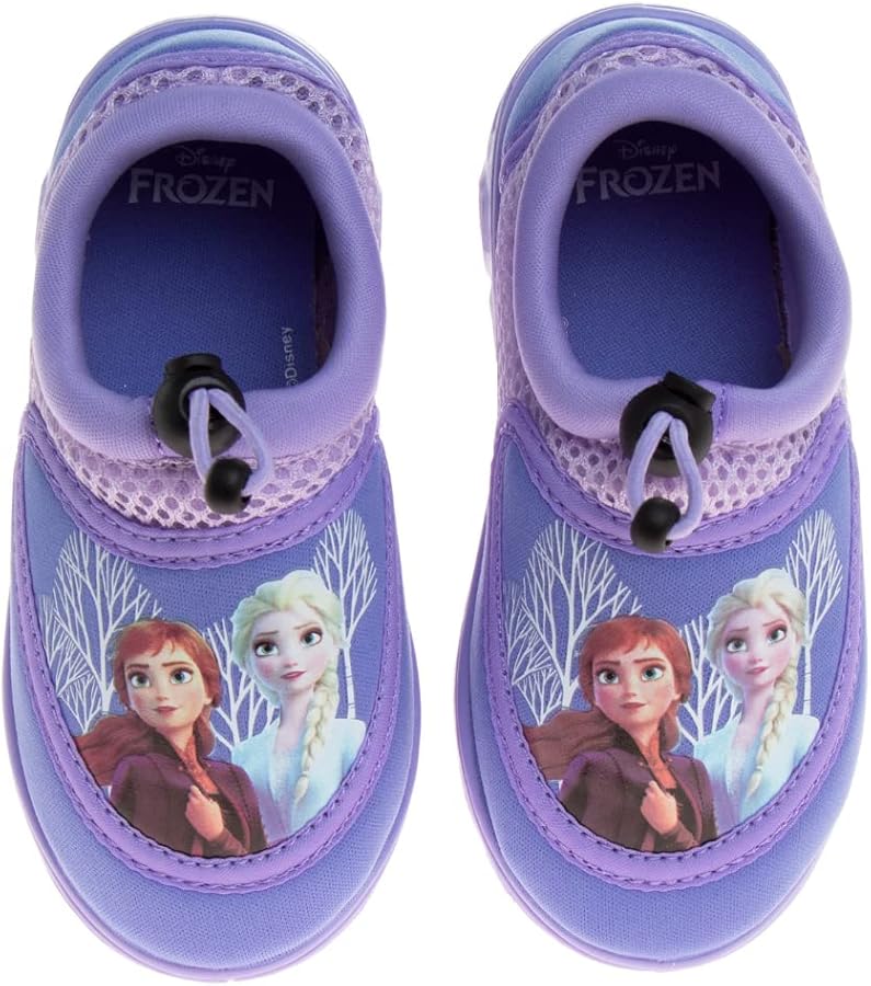 Disney Frozen Water shoes for girls- pool aqua socks for kids- Anna Elsa Sandals princess bungee waterproof beach slides sport character summer slip-on quick dry (toddler/little kid)